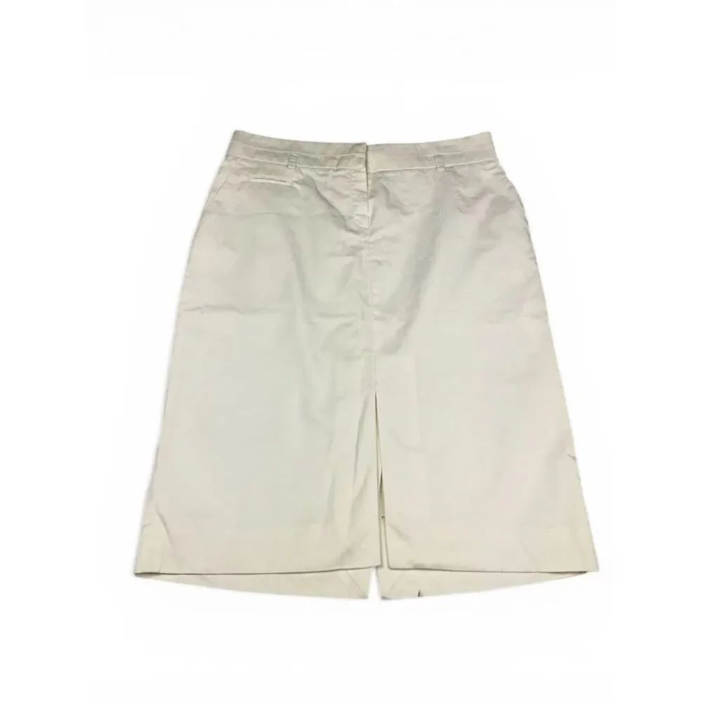 Faconnable Womens Pencil Skirt Ivory Business Casual Back Button Slim Fit Size 6